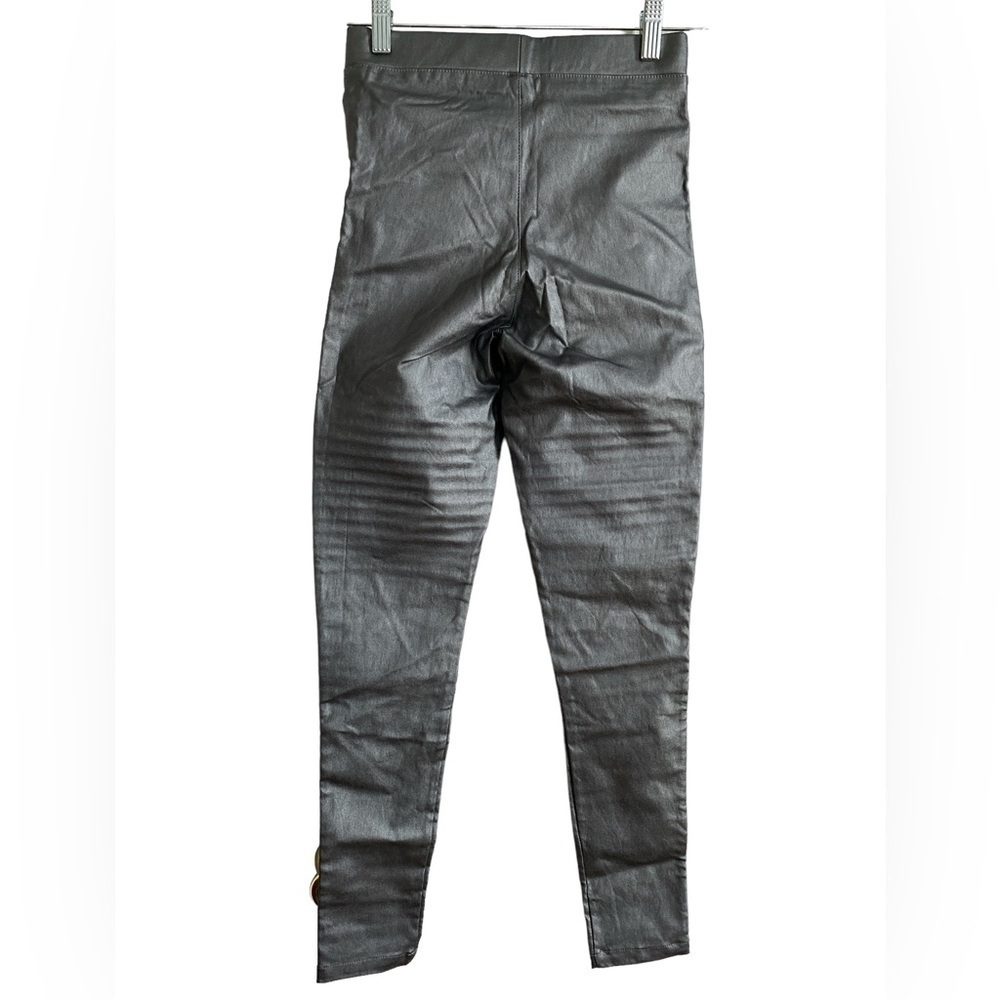 Oober Swank Faux Leather Forest Green Moto Leggings - Small